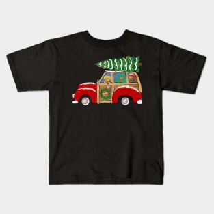 Christmas Woody Wagon- Bringing Home the Xmas Tree Kids T-Shirt